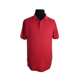 Levis Vintage Solid Red Short Sleeve‎ Polo Shirt Mens L